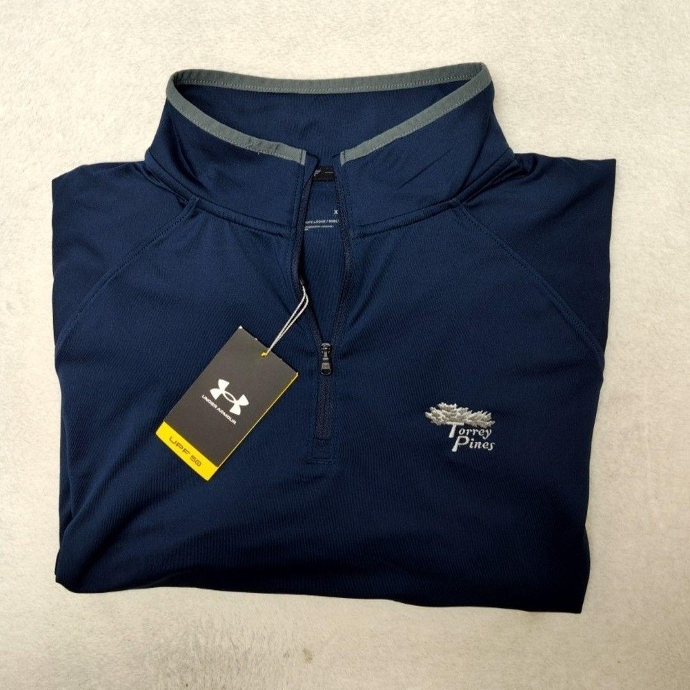 Under Armour Pullover Mens XL Blue Golf 1/4 Zip Moisture Wicking Torrey Pines